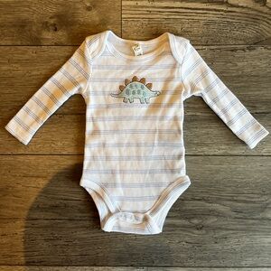 Liam & James Baby Boy Long Sleeve Onesie Dinosaur Stripe Embroidered 0-3 Month